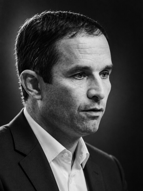 Illustration éditoriale représentant Benoît Hamon