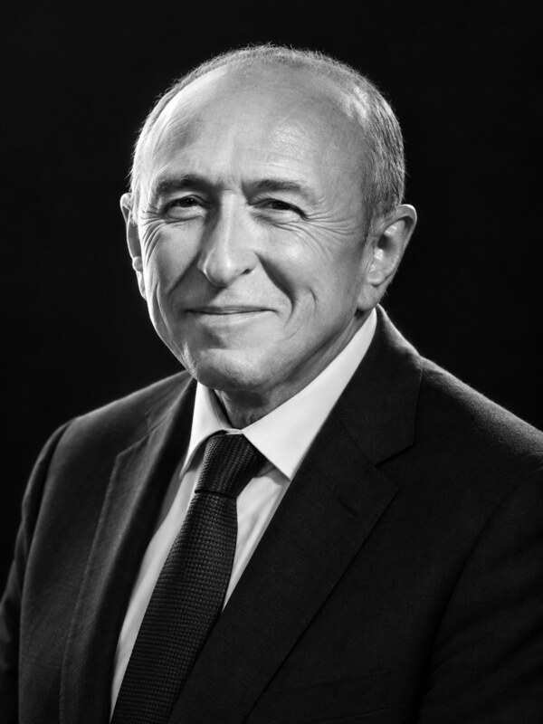 Illustration éditoriale représentant Gérard Collomb