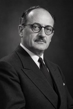 Illustration éditoriale représentant Guy Mollet